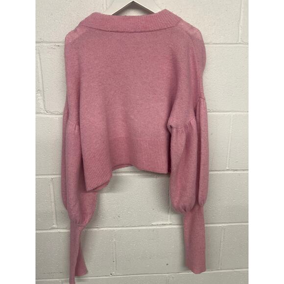 Baum Und Pferdgarten Sz Large Pink Coline Puff Sleeve Crewneck Pullover Sweater - Picture 5 of 6